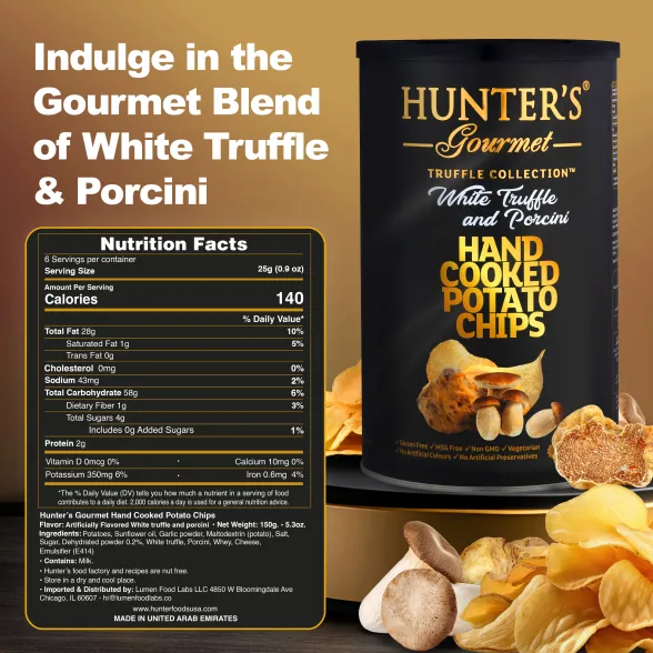 WHITE TRUFFLE & PORCINI VEGETARIAN HAND COOKED POTATO CHIPS (150g) - Image 2
